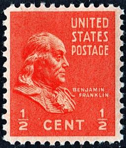 SC#803 ½¢ Benjamin Franklin Single (1938) MNH