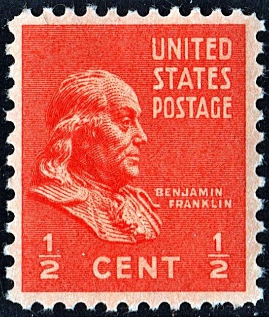 SC#803 ½¢ Benjamin Franklin Single (1938) MNH