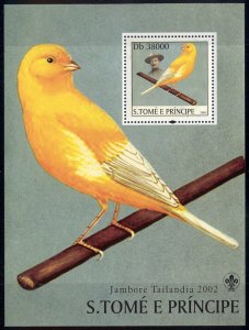 St Thomas & Prince Is. - 2003 MNH birds souvenir sheet #1504 cv $ 9.00