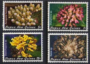 Papua New Guinea  #566-9 mint set various corals