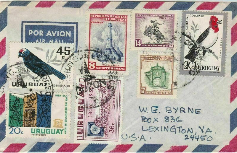 Uruguay Airmail to U.S.A. Multiple Mixed Subjects Stamps Cover Ref 29081 