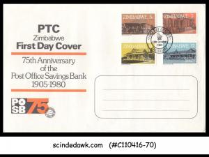 ZIMBABWE - 1980 75th ANNIVERSARY OF THE POST OFFICE SAVING BANK - 4V - FDC