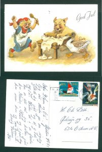 Denmark. 1991 Christmas Card. Seal + 350 Ore. SJ Postcenter. Hog, Geeze Baking