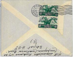 ITALIAN COLONIES - ERITREA: ENVELOPE cancelled arriving in Rome - 1936-