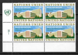 UN Geneva 22 Palais des Nations LL MI Block of 4 MNH