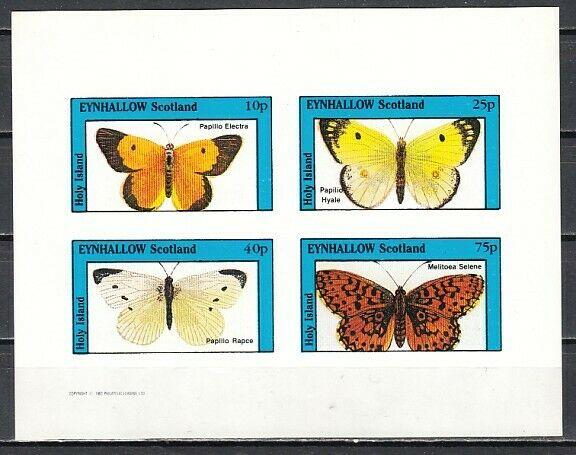 Eynhallow, 1982 Scotland Local issue. Butterfly IMPERF sheet. E8. ^