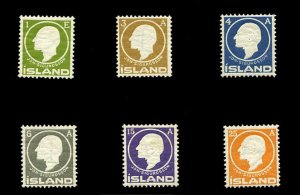 Iceland #86-91 Cat$75.50, 1911 Sigurdsson, 1e-25a, set of six, lightly hinged