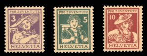 Switzerland #B4-6 Cat$170, 1916 Semi-Postals, set of three, never hinged