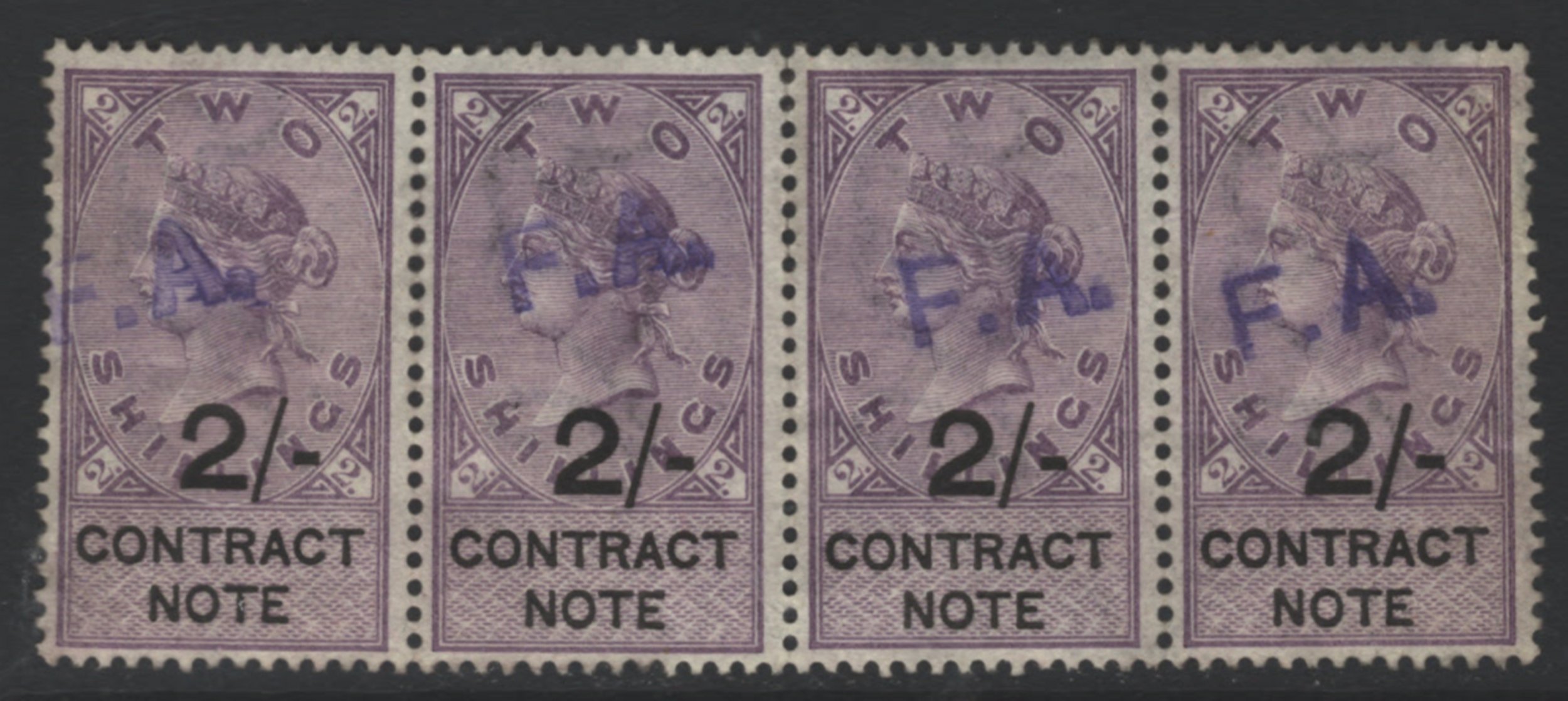 Collection LOT 8711 GB Contract Note Strip of 4 | Great Britain ...
