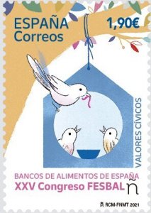 Spain 2021 MNH Stamp Birds Food Bank