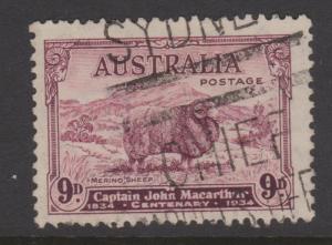 Australia 1934 9d Mcarthur Sc#149 Fine Used