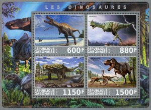 Dinosaur Carnotaurus Pre Historic Animal Reptile Souvenir Sheet of 4 Stamps Mint