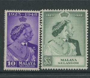 Malaya Selangor -Scott 74-75 - Silver Wedding Issue -1948 -MNH-Set of 2 Stamps