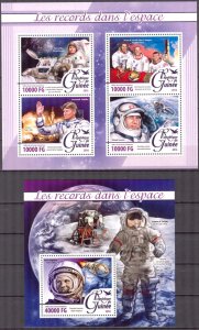 Guinea 2016 Space Records Y. Gagarin Apollo 13 sheet + S/S MNH