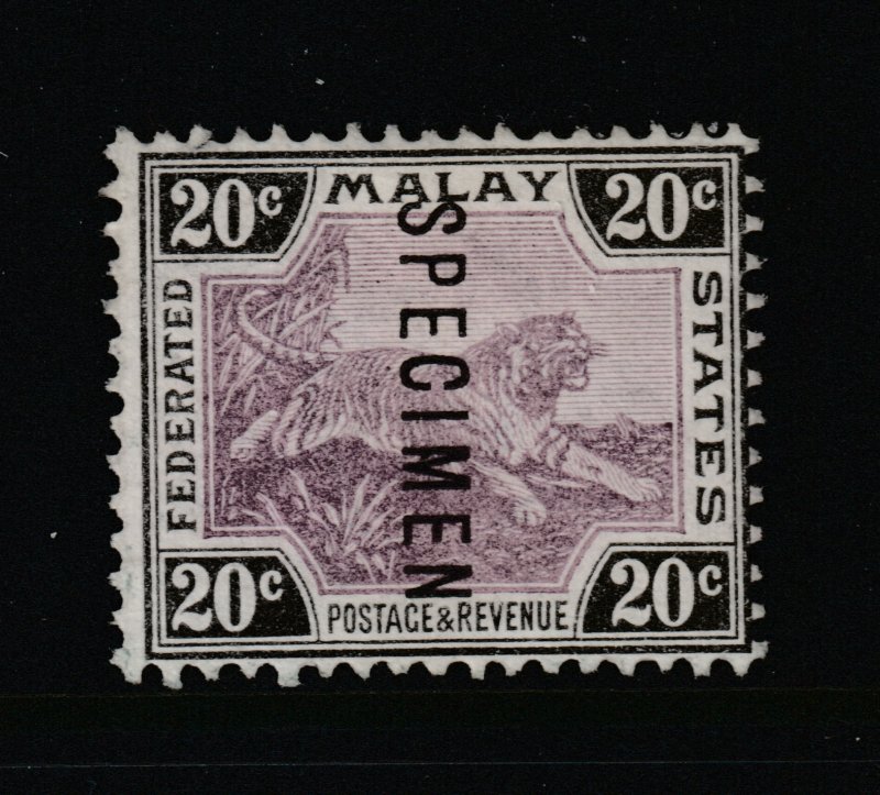 Malayan Fed.States a 20c tiger overprinted Specimen