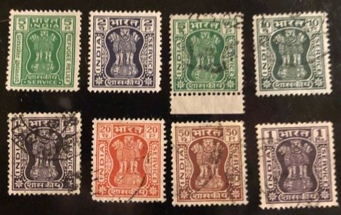 India Scott#O163-O168, O170-O171 F/VF Used  Cat. $9.20