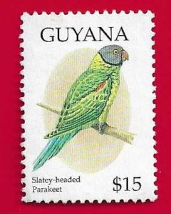 GUYANA SCOTT#2934 1995 $15 SLATEY-HEADED PARAKEET - MNH