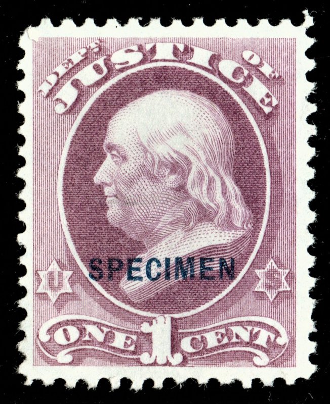 [0867] 1875 Scott#O25S MNGAI 1¢ purple cv:$32.50 SPECIMEN