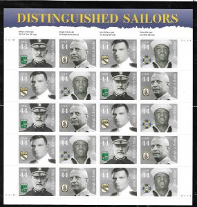 US # 4440-4443 2010 DISTINGUISHED SAILORS- PANE OF 20 44C STAMPS- MNH