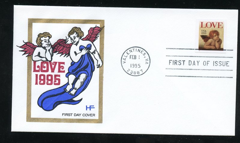 US 2949 Cherub Love Issue of 1995 Valentines UA Farnam (HF) cachet FDC 