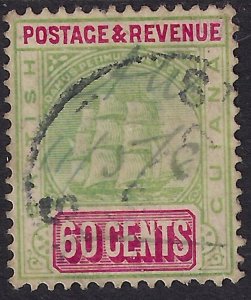 British Guiana 1905 - 07 KEV11 60ct Green & Rosine Used SG 248 CV £110 ( H547 )