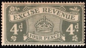 1916 Great Britain Excise Revenue 4 Pence Watermark Script GvR MNH