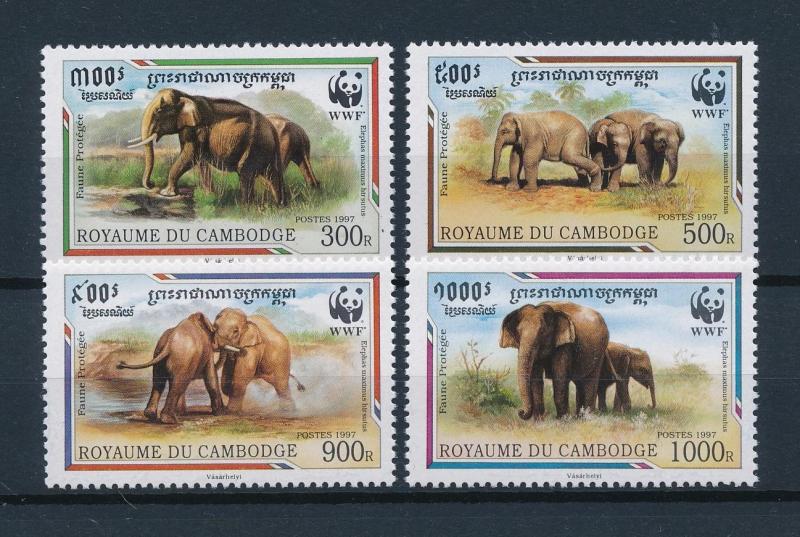 [54060] Cambodia 1997 Wild animals Mammals WWF Elephants MNH