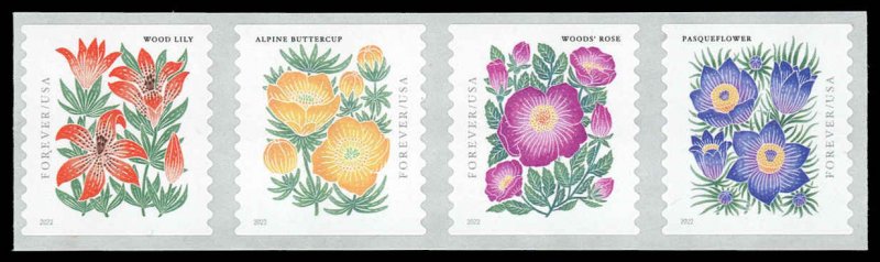 USA 5675a,5672-5675 Mint (NH) Mountain Flora Strip of 4 Forever Stamps