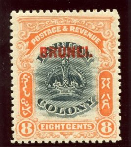 Brunei 1906 8c black & vermilion MLH. SG 17. Sc 7. 