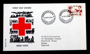 Denmark #B43 FDC Semi Postal First Day Cover Red Cross Cachet 1969