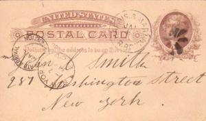 United States U.S. R.P.O.'s Harris. & Martins. 1886 209-J-2  Postal Card.