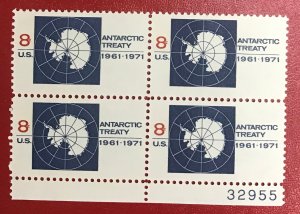 1971 US Scott 1431 MNH block 8 cent Map of Antarctica Lot 1092