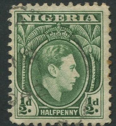 Nigeria -Scott 53 - KGVI Definitive -1938 - Used - Single 1/2p Stamp