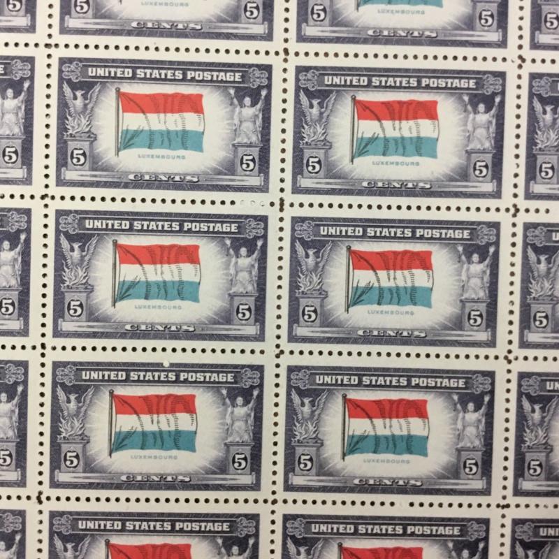 912  Luxembourg-Overrun Nations MNH 5 c Sheet of 50 1943