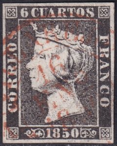 Spain 1850 Sc 1b used Villareal date (baeza) cancel type I position 7