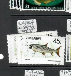 ZIMBABWE  (P2904BB) FISH   SET  SC 588-593   MNH 