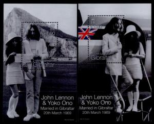 Gibraltar 805-6 MNH JOHN LENNON, YOKO ONO, Flag, Airplane