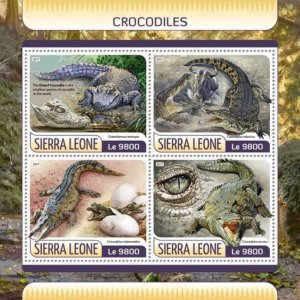 Sierra Leone - 2017 Crocodiles on Stamps - 4 Stamp Sheet - SRL17614a