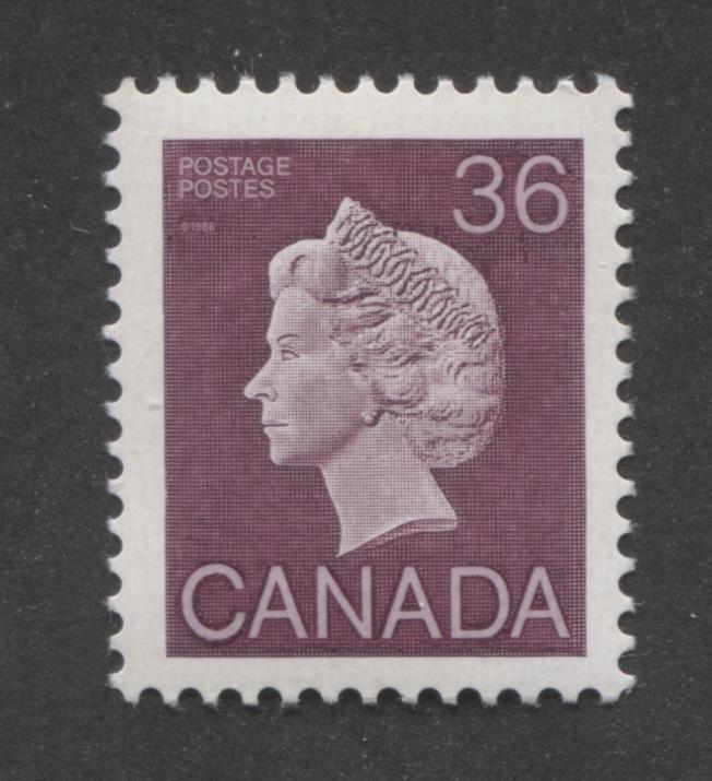 Canada #926A 1987 36c Plum QEII Definitive  Vertical HP Deep Yellow Tag F-70 NH