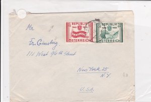 austria 1956 country scene & flag stamps cover ref 21204