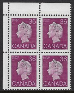 Scott 926A: 36c Plum Queen Elizabeth II Blank UL block, scarce, VF-NH