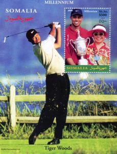 SOMALIA 2000 Tiger Woods and his mother-Millennium S/S Perf 