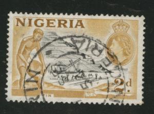 Nigeria Scott 83 used 1953 2p tin mine stamp