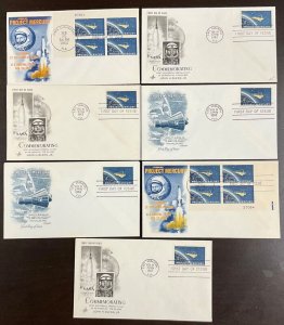 1193 Lot of 7 Project Mercury Capsule FDCs 1962 