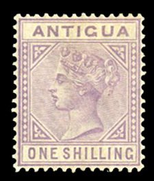 Antigua #17 (SG 30) Cat£160, 1886 1sh violet, hinged, with handstamp guarantee