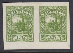 El Salvador 1892 1p Yellow Green Plate Proof Colour Trial Pair. Scott 69 var