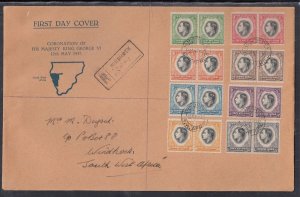 SW Africa Scott 125-32 FDC - 1937 Coronation Issue T3b