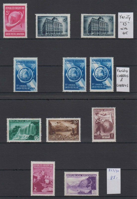 ARGENTINA 1939 UPU ISSUE Sc 459-466  3 Sc Unlisted VARIETIES SET MINT CV$138.10