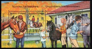 FINLAND 1990 Horse Care S/S; Scott 826; MNH