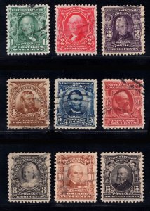 MOMEN: US STAMPS #300-308 USED VF/XF CHOICE SET LOT #86635*